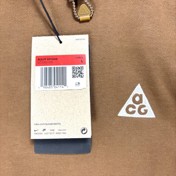 Nike ACG Tuff Fleece Hoodie Brown Sz L DZ3392-235 NWT New Oversized - Picture 2 of 9